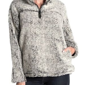 Elodie Sherpa Pullover Grey 1/4 Zip Mock Neck jacket
